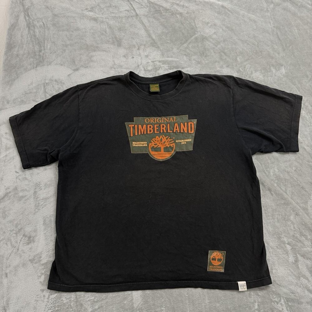 Vintage Timberland Graphic Tee XXL Faded Black 90s Streetwear Logo Shirt